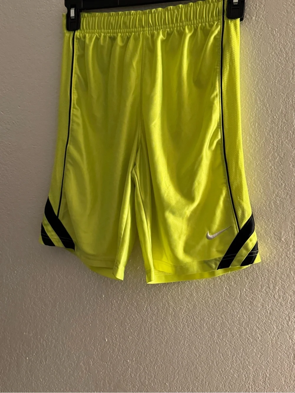 Nike High-Visibility Yellow Athletic Shorts with Black Trim